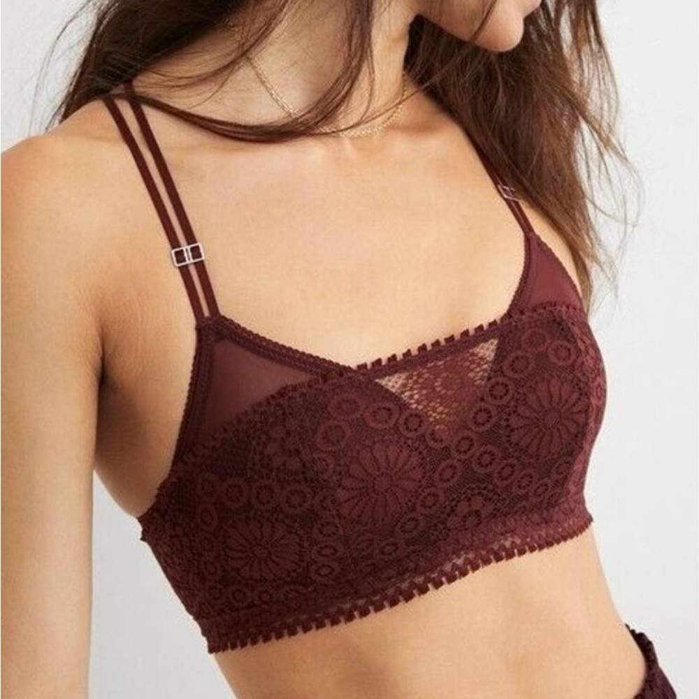 Aerie Real Power Wireless Push Up Joy Lace Bra in  Royal Berry